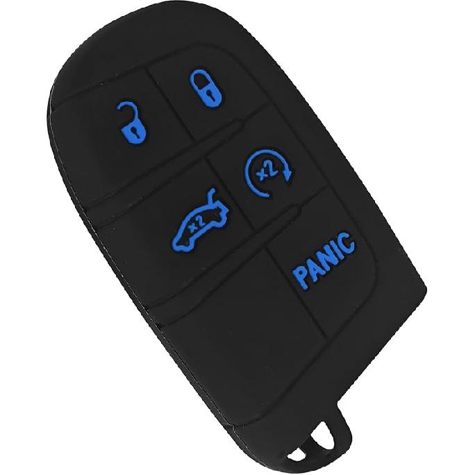 5 Buttons Car Key Fob Cover, Key Fob Case, Premium Soft Full Protection Keys Case Shell, Car Accessories 5 Button Silicone Remote Smart Protector Blue Key
