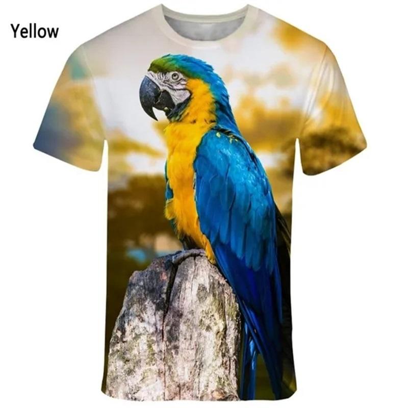 Mote 3D-trykket Insekt Fugl T-skjorte Kortermet Herre Sommer Casual T-skjorter Topper Personlighet Oversized Herre T-skjorte