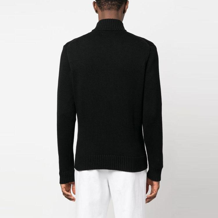 Polo Ralph Lauren Ss23 Pattern Logo Embroidered Print Half-Zip Pullover Long Sleeve Sweatshirt Men Sweatshirt Black 710859939003-003