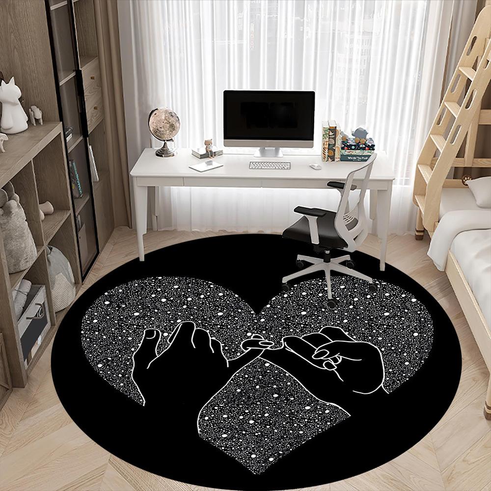 1PC Heart Hands Office Round Area Rug,  Mat Suitable ForOffice, Under Office Chairs Bedroom Living Room Home Decor, Room Deco