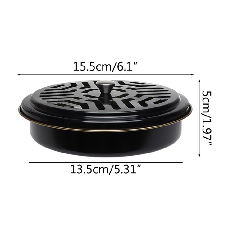 Metal Mosquito Coil Holder Tray with Cover for Fishing Camping Anti Deformed