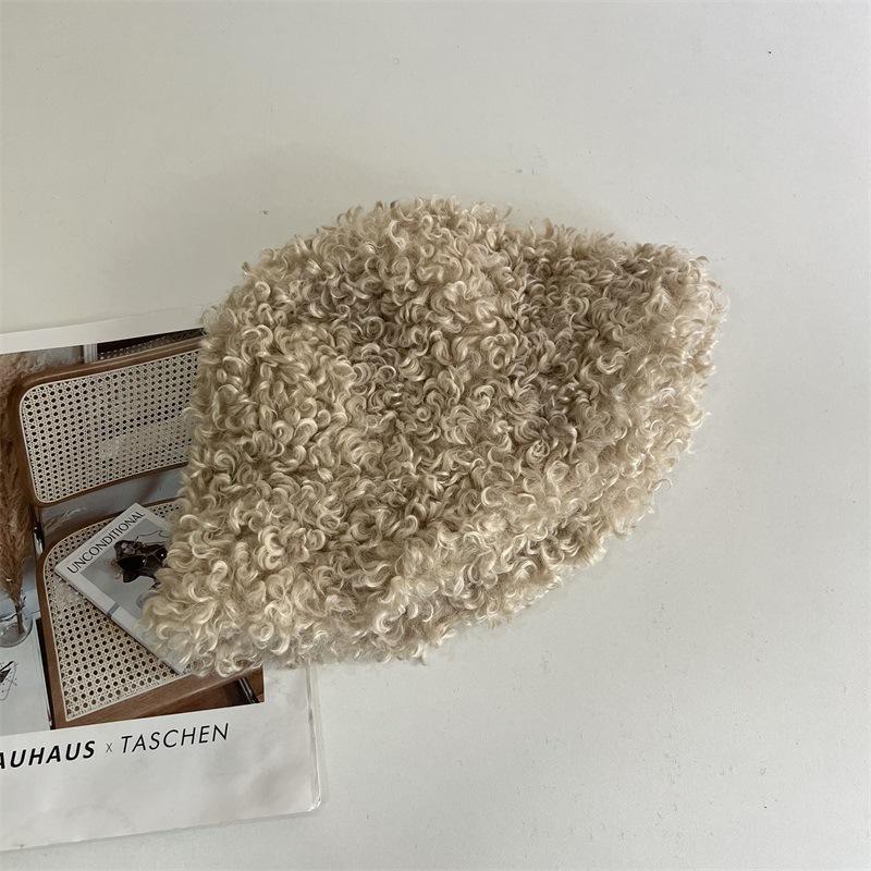 

Плюшевая панама на осень и зиму, теплая и ветрозащитная, универсальная, для маленького лица, ретро, с кудрявыми волосами M（56-58cm） хаки