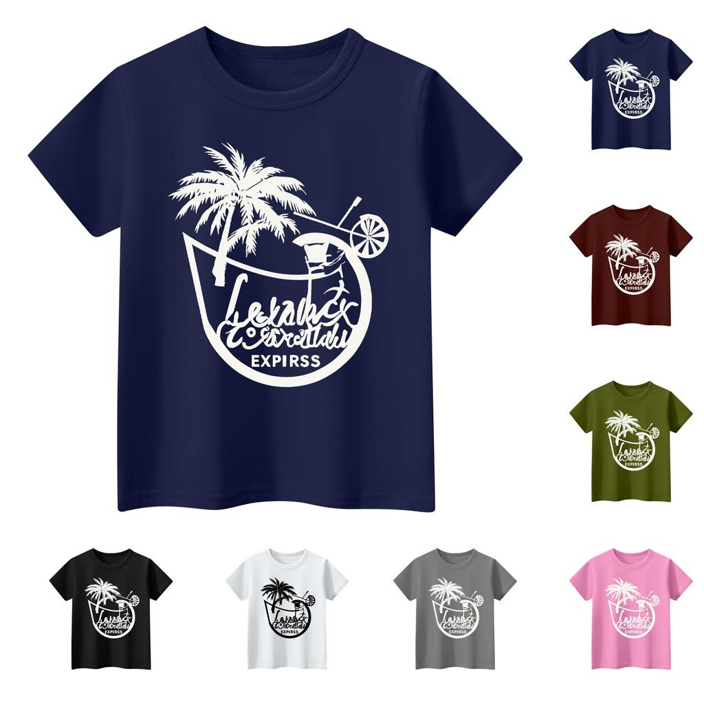 Vaikiški marškinėliai trumpomis rankovėmis su gyvūnų raštu, kasdienis kasdienis viršus