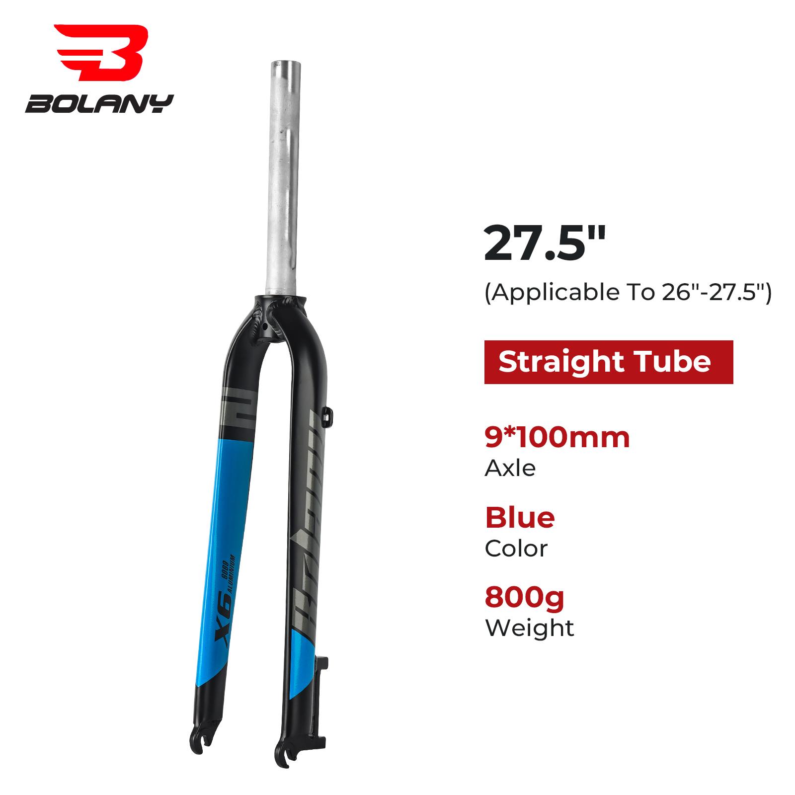 Bolany Bike MTB  Rigid Fork 26/27.5/29inch Suitable For Mountain Bicycle X6 Bike Forks Straight Aluminum Alloy Light Matt Parts 27.5 inch Blue