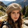 Yousheng Women Beret Hat, Hollow Design Gauze Beret Hat, Solid Color Versatile Headwear for Hiking Outings Traveling Shopping And Daily