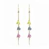 Sweet Summer Charm: Long Tassel Mauve Floral Earrings for Women, Color Block Design, Simple and Fresh
