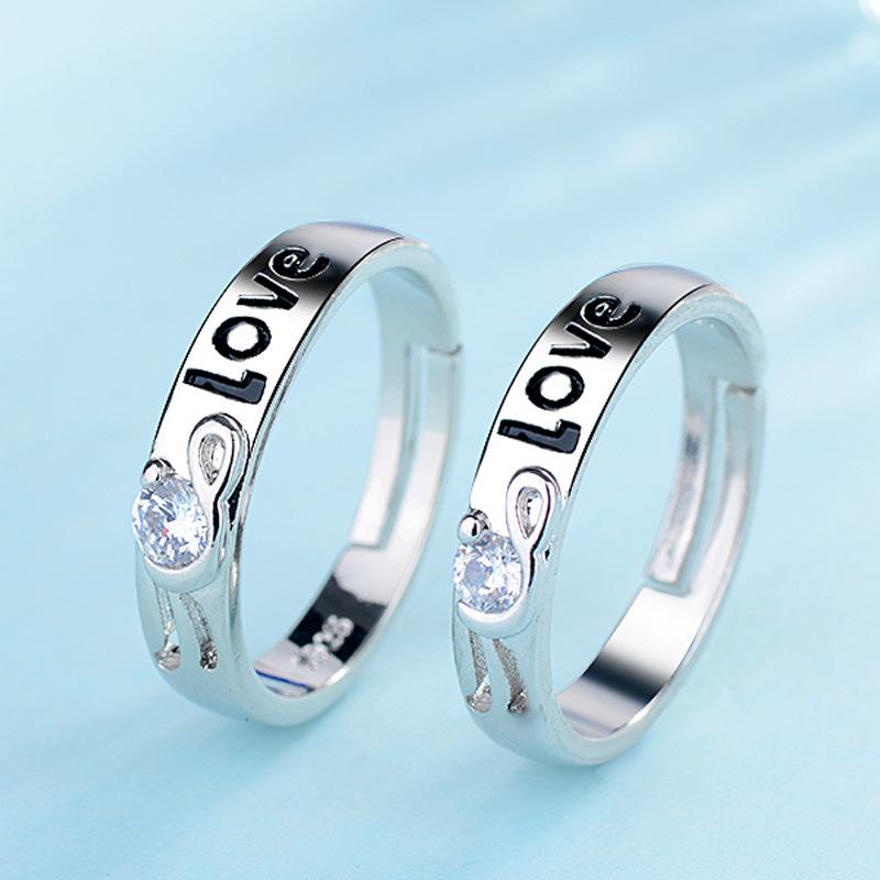 High-grade Fashion Trends Differences with Personalised Glitter and Lustre Ring Female Proposal Wedding Open Ring Couple Ring Jewellery