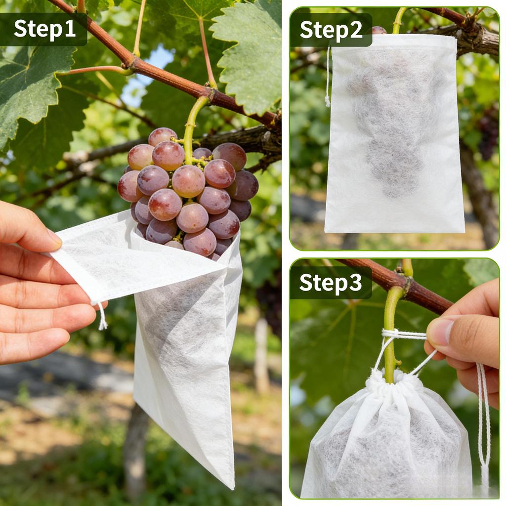 100pcs Permeable, Breathable, Insect-Proof Covers with Hidden Drawstrings, Fruit Net Bags, Suitable for Fruit Trees,Protect fruits from Birds, Pests