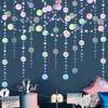 Laser Mirror Paper Star Dot Garland for Wedding Kids Mermaid Birthday Party Decoration Baby Shower Christmas Hanging Banner
