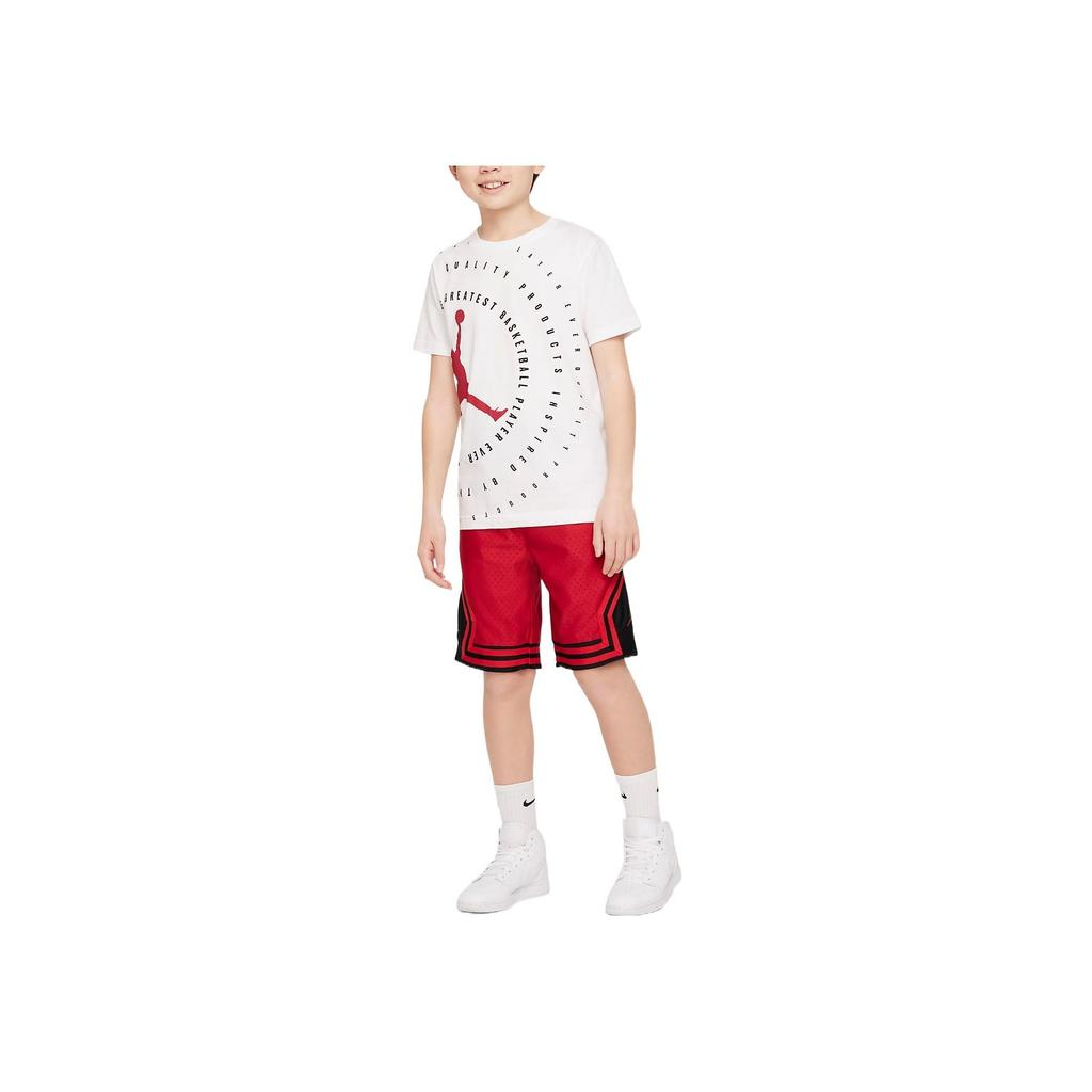 Jordan SS22 Logo Print Stripe Casual Sport Shorts Kids Bottoms Fitness-Red DR8097-687
