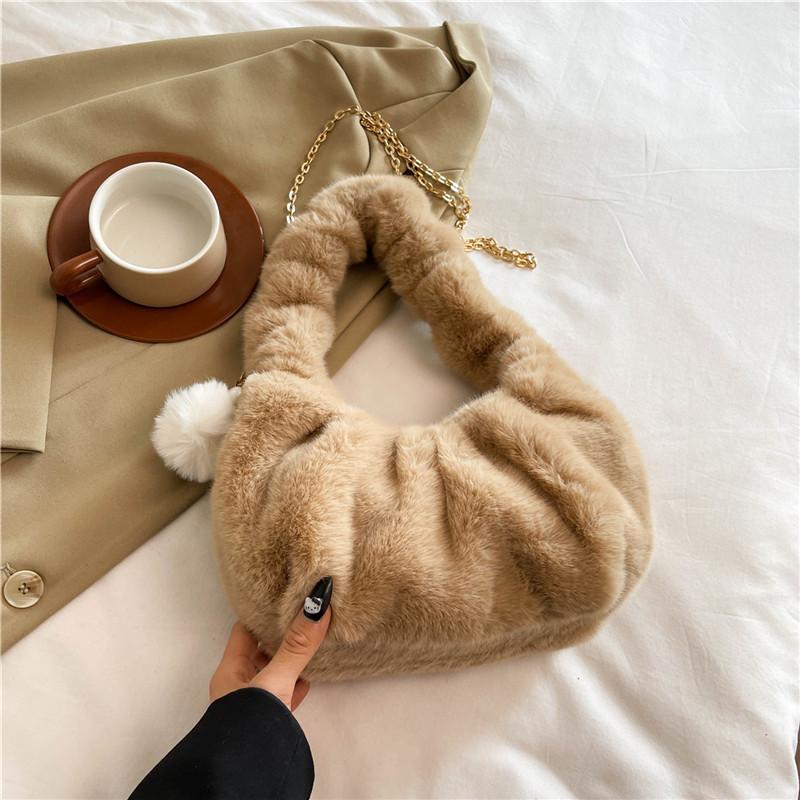 

Милая французская модная плюшевая сумка-пельмень 2024 года, новая высококачественная простая модная сумка-мессенджер через плечо хаки