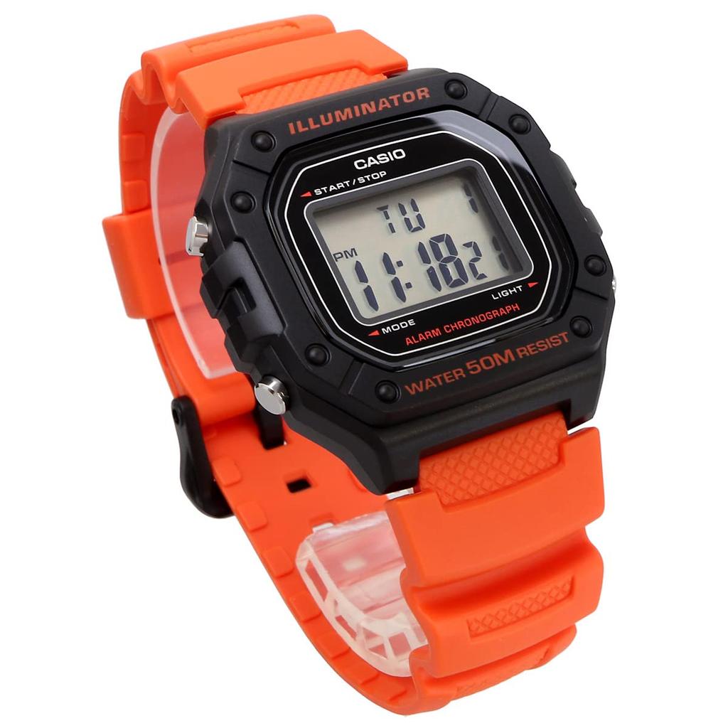 Casio Standard Digital Wristwatch and Overseas Used W-218H-4B2V, Men's Women's, Orange, Model,