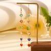 Colorful Geometric Heart-shaped Tassel Earrings with Rhinestones for Women