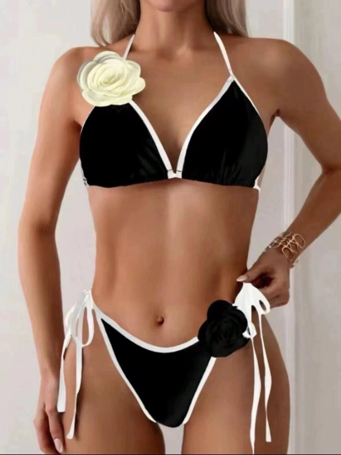 

2024 Европейско-американский стиль купальник бикини на завязках - Сексуальный дизайн Xingcheng в наличии Small чёрный