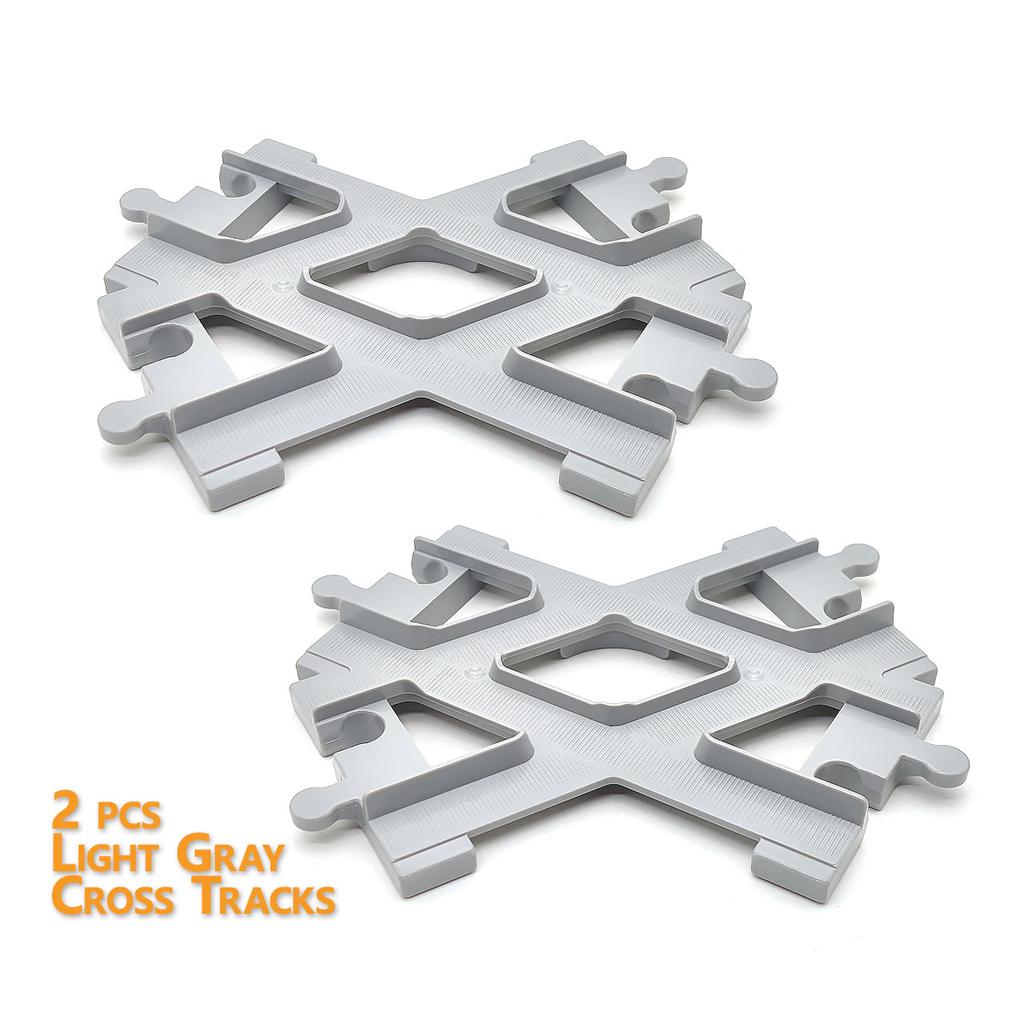 Big Building Block Light Gray Railroad Track Compatible Duplo Trains Parts Kit Platform Curved Track Toy Set For Children'S Gift