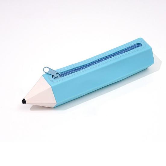 Pencil Case Large Capacity Pencil-Shaped Silicone Pencil Case for Students Zippered Stationery Storage Bag Multifunctional Travel Cosmetic Bag for