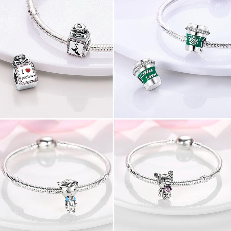 Charms 925 Silver Beads Coffee Bag Car Pendants Fit Original Bracelet Making Jewelry