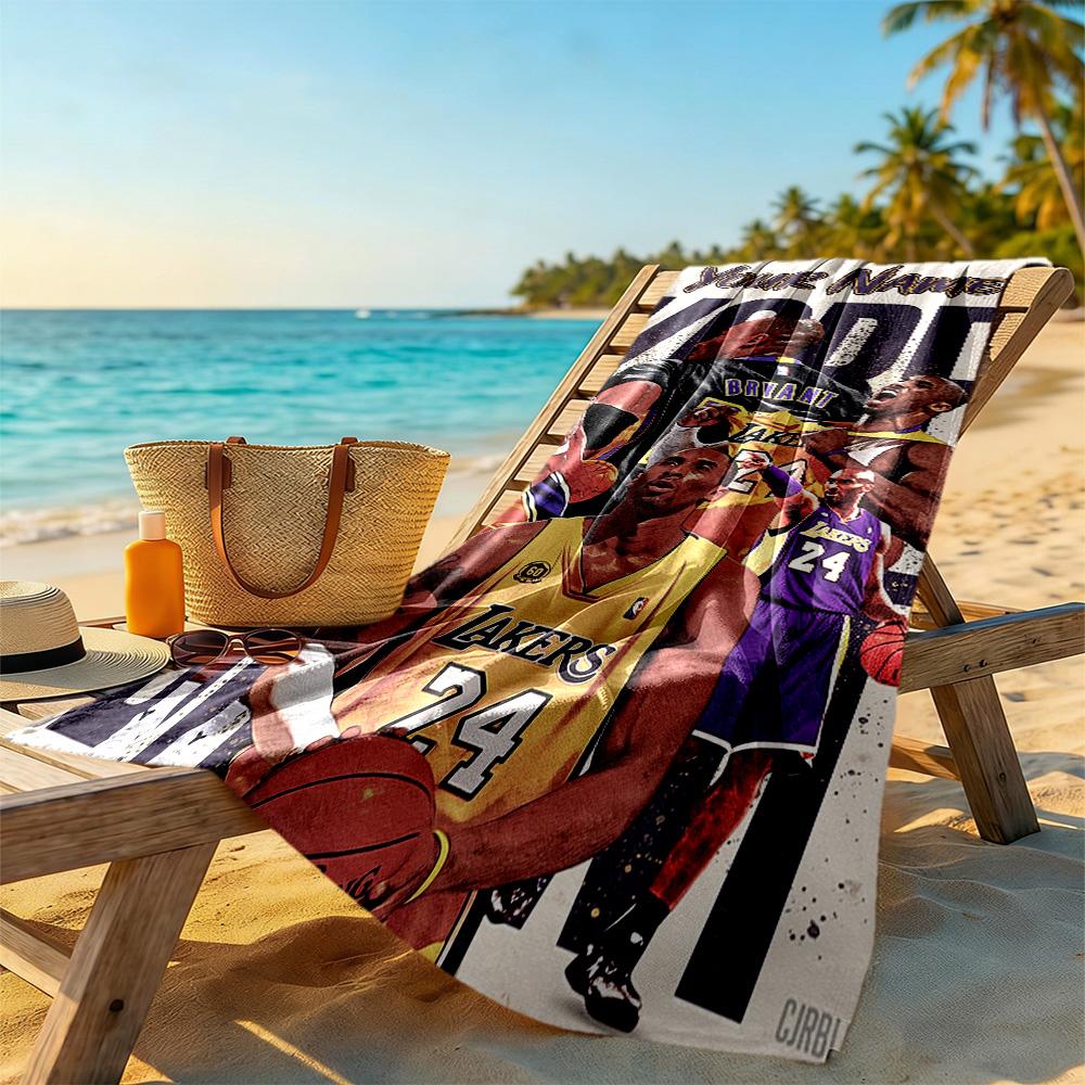 Kobe Customized Name Beach Towel High Absorbency Quickdry For Beach Bathroom Outdoor Swimming Pool Camping Picnic Yoga Diving Vacation Accessories
