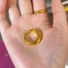 Women's Gold Starry Crushed Ice Ring - Thin Plain Band
