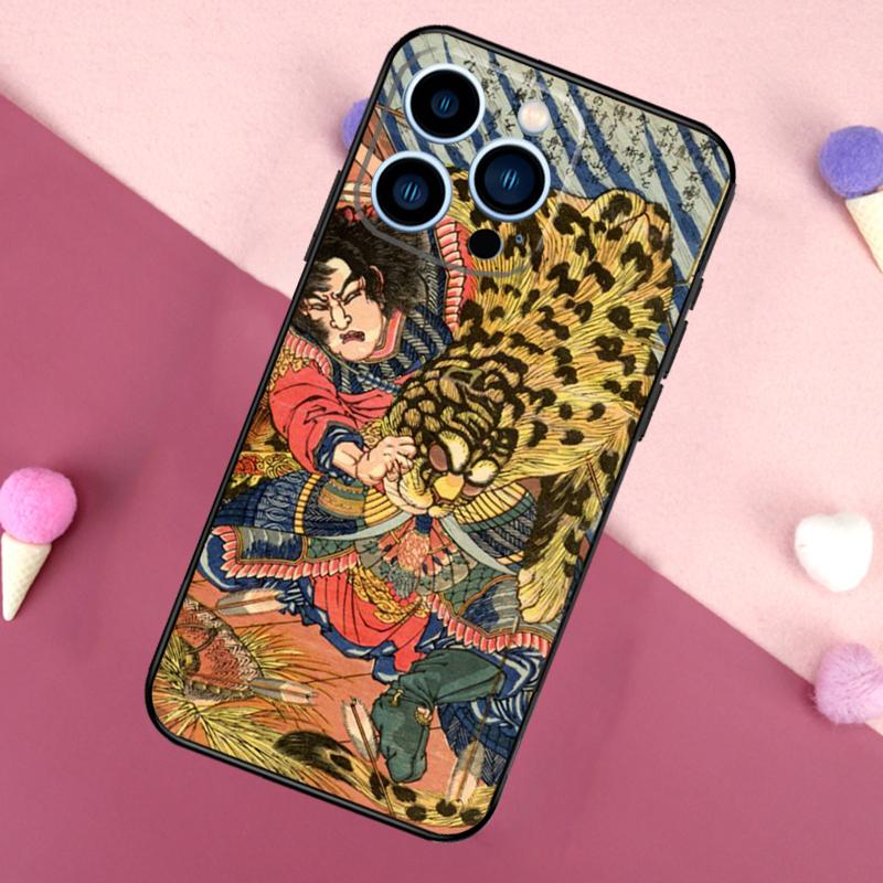

Japanese ukiyo-e Art Panther Tiger Case For iPhone 16 Pro Max 11 12 13 Mini 14 15 Pro Max 16 Plus XR 16e Phone Back Cover For iPhone XR