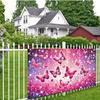 2D Pink Butterfly Themed Backdrop Sparkle Glitter Floral Party Decoration Banner