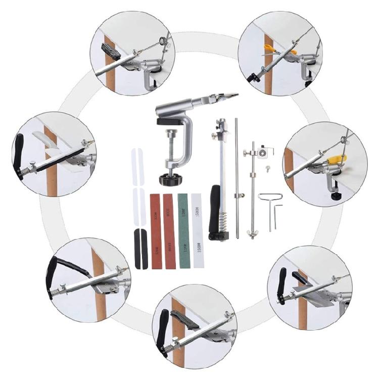 Professional Knife Sharpener with 10 Whetstones Fixed Angle Stainless Steel