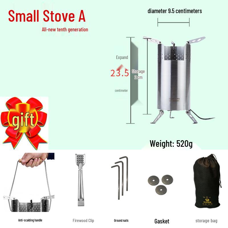 Canteen Portable Smokeless Rocket Firewood Gasification Stove for Outdoor Barbecue