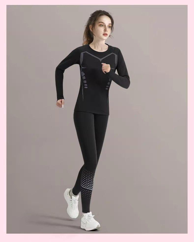 2025 Women's Winter Quick-Dry Yoga Set: Long Sleeve Running Top & Tight Fitness Wear
