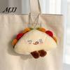 Mini Portable Keychain Pendant Compact Size Plush Taco Shape Soft Velvet Playful Expression Bag Key Accessory with Bead Chain Clasp Lint-free
