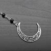 Trendy Gothic Crescent Pentagram Necklace with Black Beads Charm