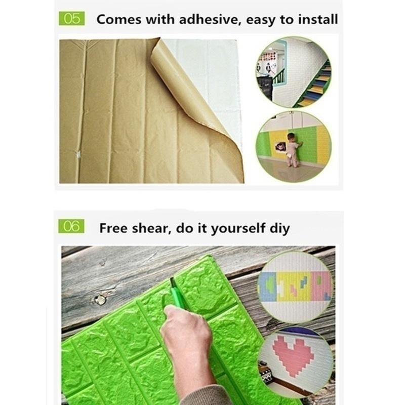 10PCS 3D Wallpaper PE Foam DIY Wall Stickers Home Decoration Wall Decoration Embossed Masonry Living Room Bedroom Background Decoration