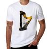 Harp Music Art Gold And Black Harp Music Tshirt Unisex T Shirt Cotton High Quality Cotton T Shirts High Quality Tshirt