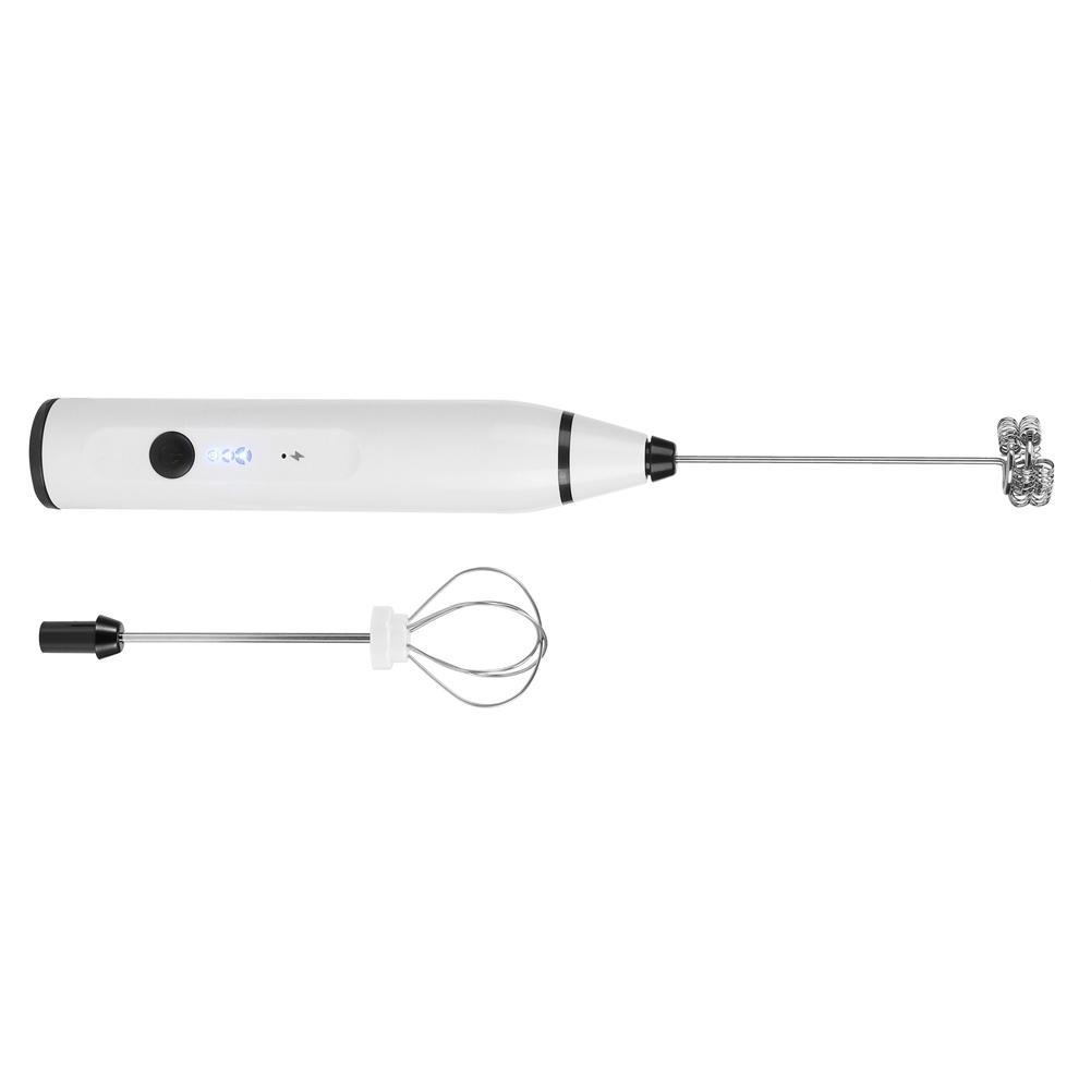 Piccola frusta elettrica portatile, mini schiumatore per caffè, latte, cioccolata calda, ricarica USB, bianco