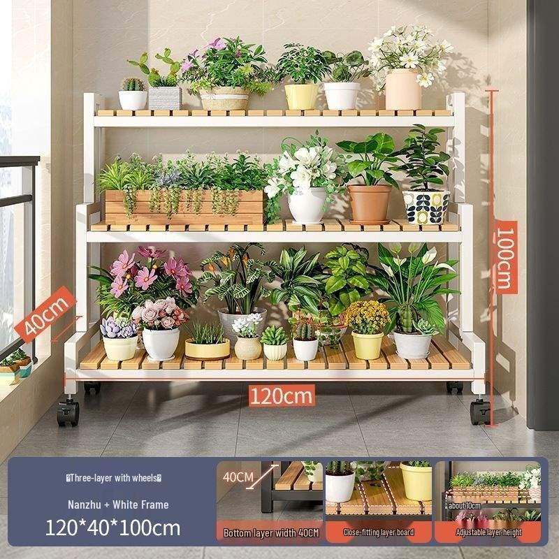 2025 Beweglicher Mehrschichtiger Blumenständer mit Rädern für Wohnzimmer und Balkon