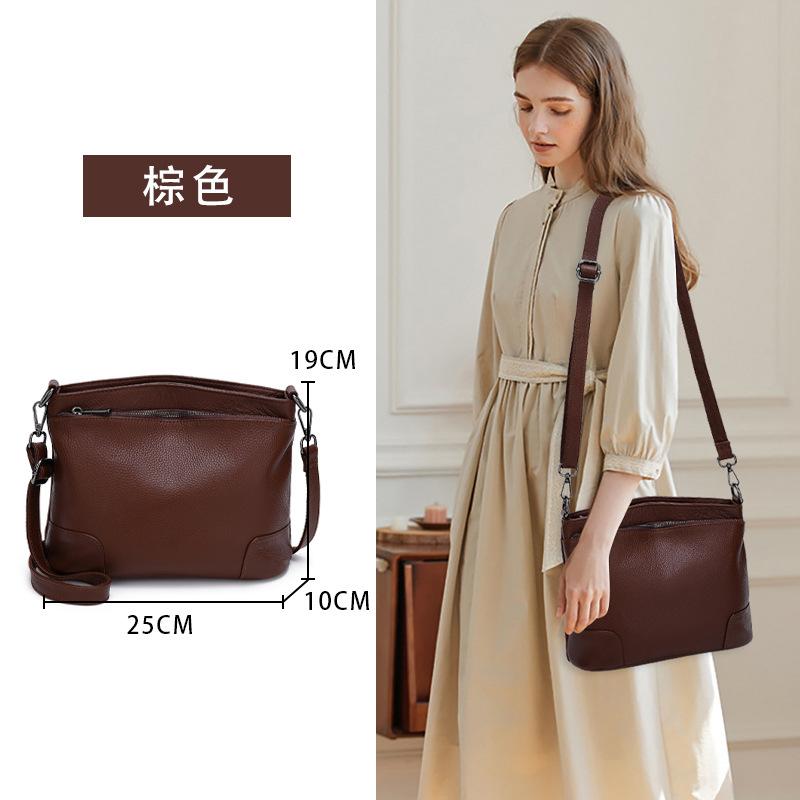 Genuine Leather Middle-Aged Bag Shoulder Messenger Bag Women'S Backpack Bucket Large Capacity Mother Mother-In-Law Soft Leather