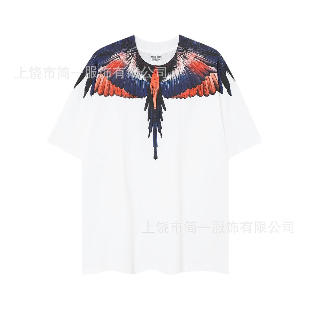Summer Men's and Women's Same Fashion Trend T-shirt Personalized Trend Wing Printing Comfortable and Simple