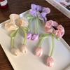 4Pcs Fashion Hair Accessories Cute Tulip Flower Large Intestine Scrunchie For Girls Sweet Hair Ornament Headband Hair Tie
