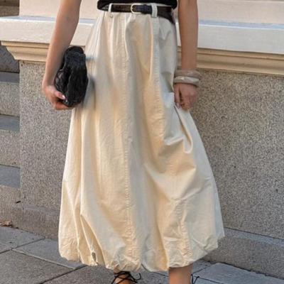 INS Französischer Stil Schlichte Mode Streetstyle Halbrock Damen Puffiger Blütenknospenrock Frühling Herbst Neuer Stil