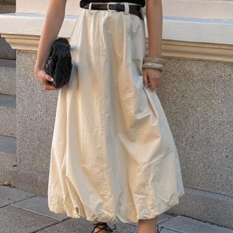 INS French Style Simple Fashion Street Style Half Skirt Women's Puffy Flower Bud Skirt Spring Autumn New Style