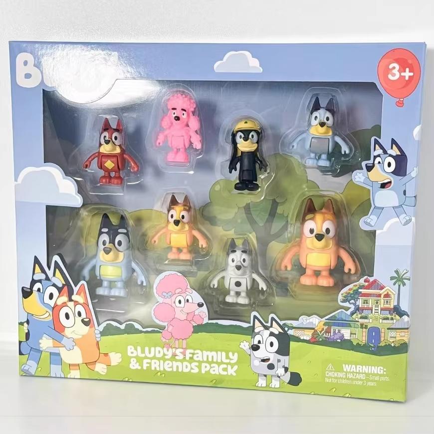 Bluey Family And Friends Action Figures 8 Pack Poseable Collectible Toys Kids Pretend Play Dolls Birthday Gift For Children 3+