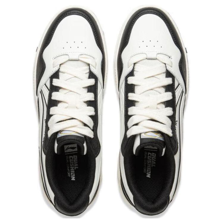 Li Ning Common 80s Classic Fashion Retro Versatile Thick Sole Comfort Non-Slip Wear-Resistant Low-Top Skate Shoes Men sneaker White Black AGCV023-2