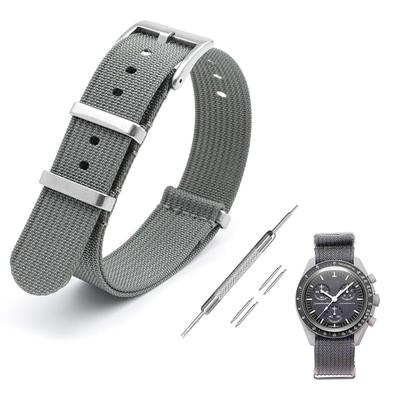 Jumpsunfun 20mm Military Nylon Watch Band for Omega X Swatch Speedmaster MoonSwatch, Gray