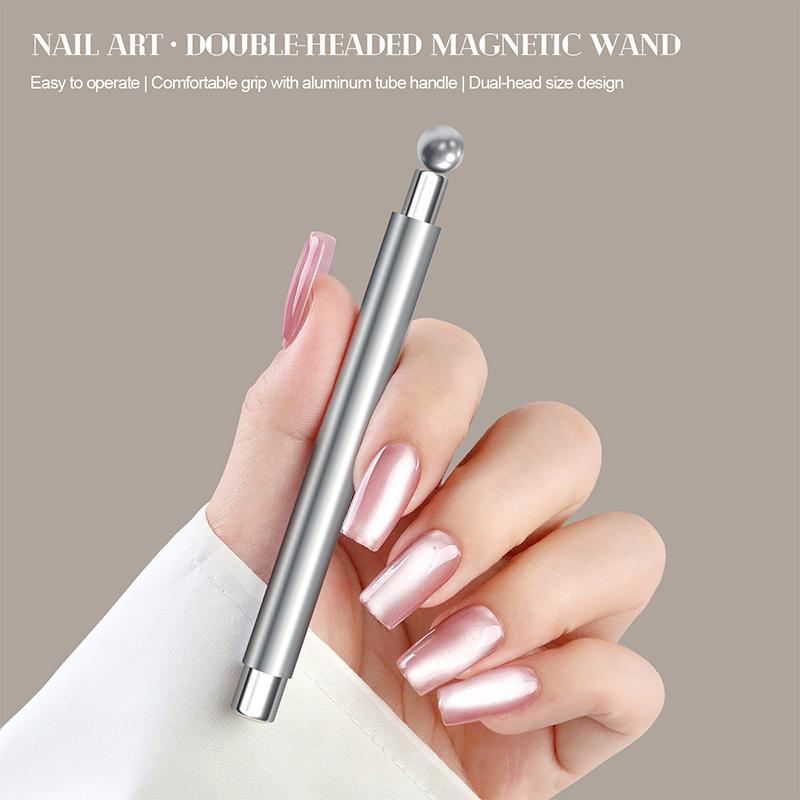Nail Art Magnetic Stick Cat Eye Magnetic Ball Aluminum Handle Cylindrical Uv Gel Magnet Tools Double End Nail Design Tools