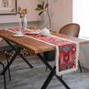 Vintage Jacquard Bomull och Lin Tofs röd Bordslöpare Julfest Bröllop Kök Bordstyg Hem Soffbord Dekor