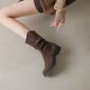 Dui Dui Laarzen Dames Schoenen: Nieuwe Retro Korte Laarzen met Dikke Hakken en Enkellaarzen