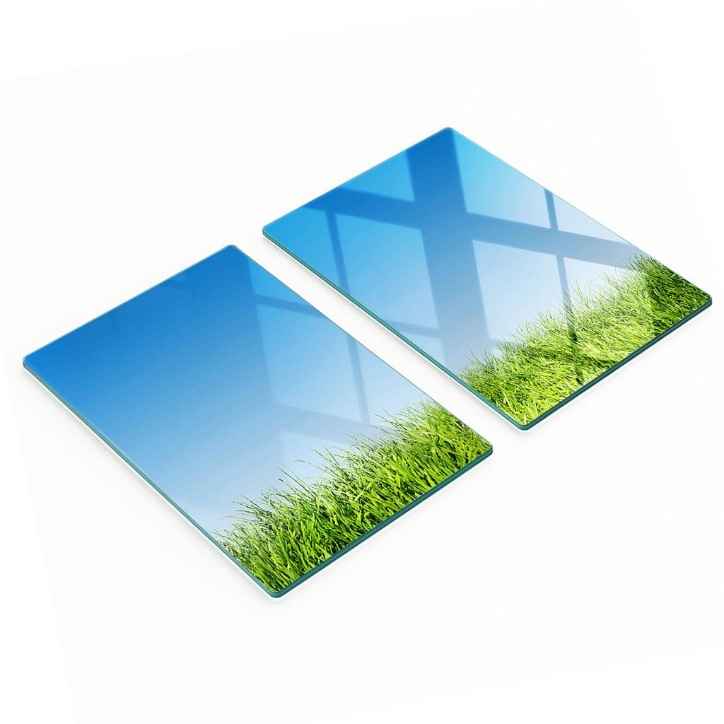 Multifunctional Decorative Glass Boards with Grass Print 2x40x52 cm