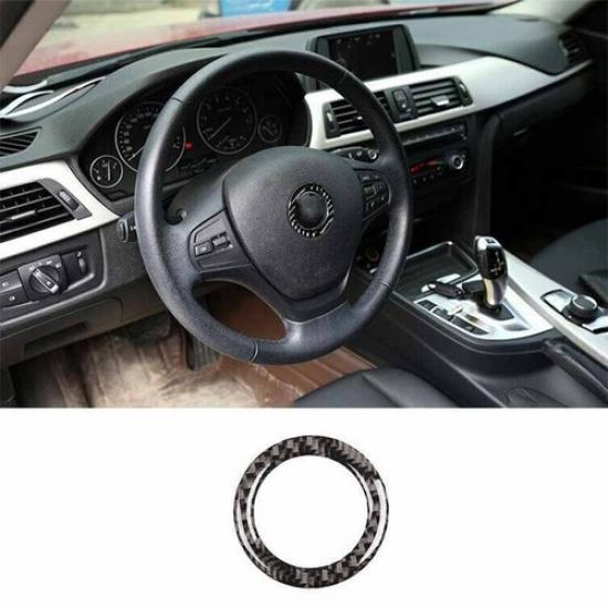 For BMW 3-4 Series 13-19 Real Carbon Fiber Ring Cover Panel Steering Wheel Horn