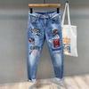 Neue Herren-Jeans mit Stretch, Slim Fit, mit Print für Frühling/Herbst - Trendiger Jugendstil