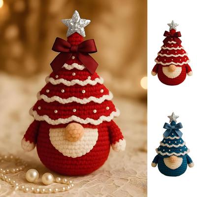 DIY Christmas Crochet Kit Crochet Christmas Tree Gnome Kit Handmade Knitting Set For Art Teachers Holiday Family Bonding Craft