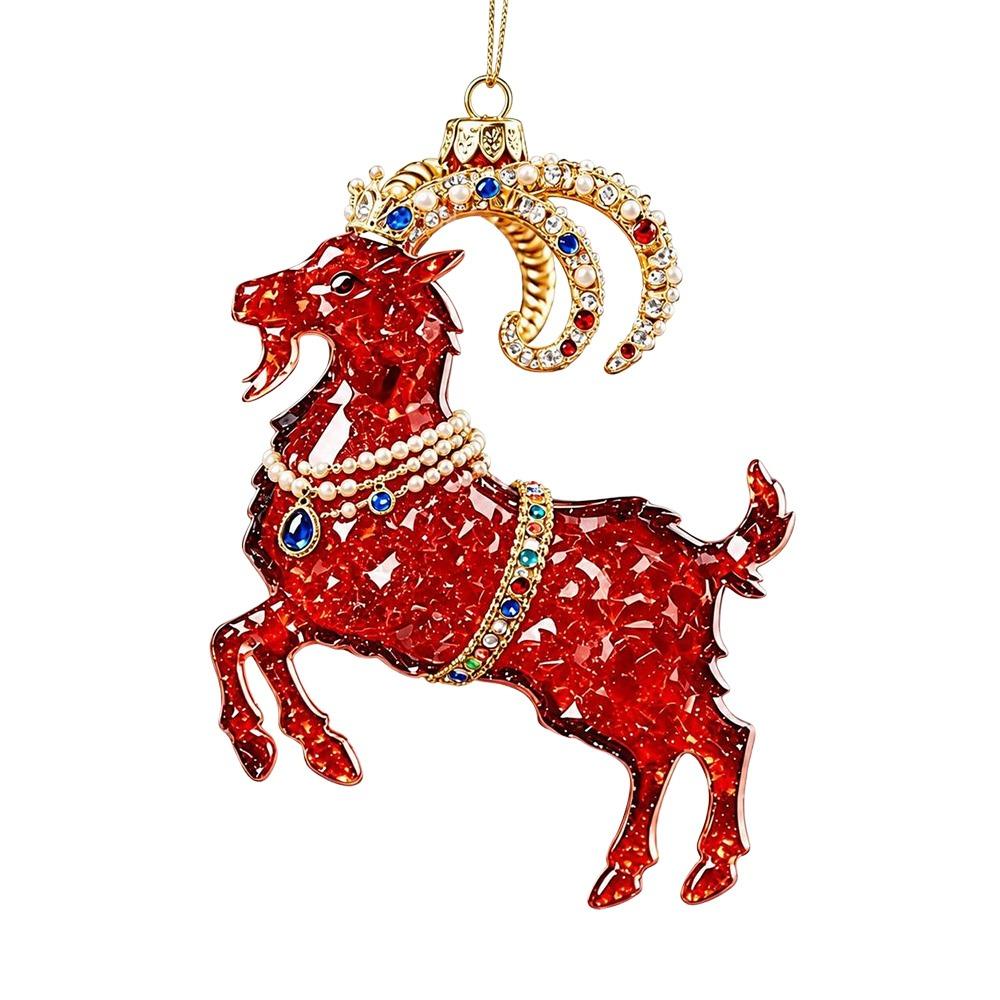 Shining Goat Hanging Ornament Set 2D Flat Christmas Tree Ornament New Goat Pendant Bag Charms